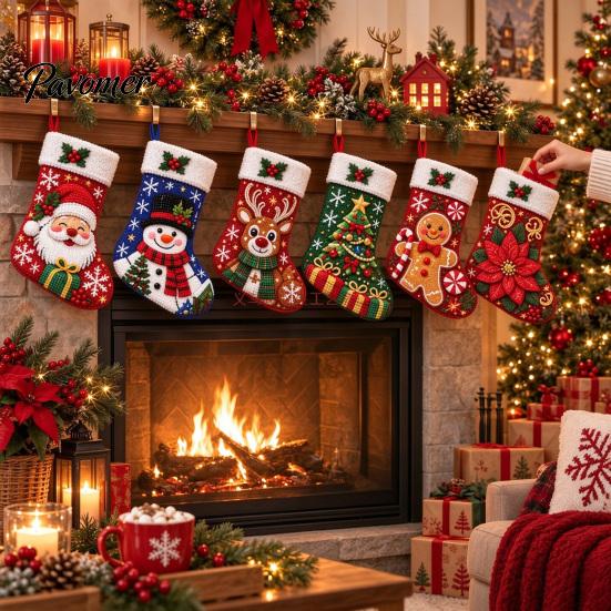 Acrylic Crafting Supplies for Holidays Faux Diamond Painting Christmas Stocking Kit, DIY Ornament Craft Tree Decorating Materials Kids Adults,