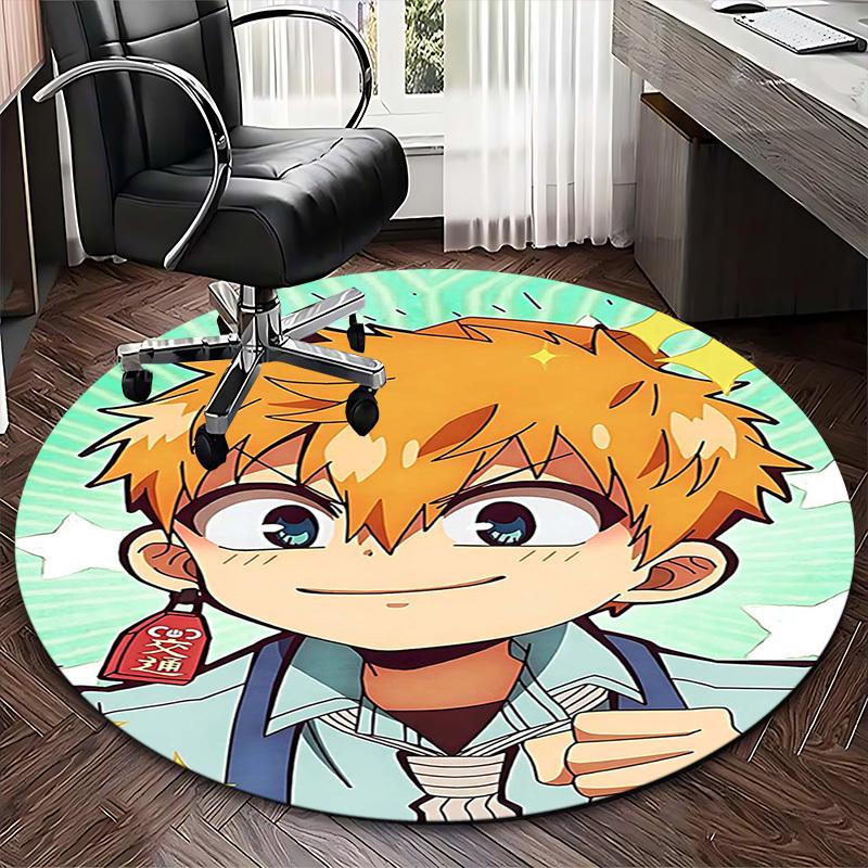 1pc Anime Cartoon Design Round Carpet Office Chair Mat, NonSlip Rug for Home Decor