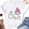 Мышечные Sanrioes Женская футболка Аниме HelloKitties Cinnamon Kuromis Веселая модель Мультяшная одежда Повседневная хлопковая футболка для пар