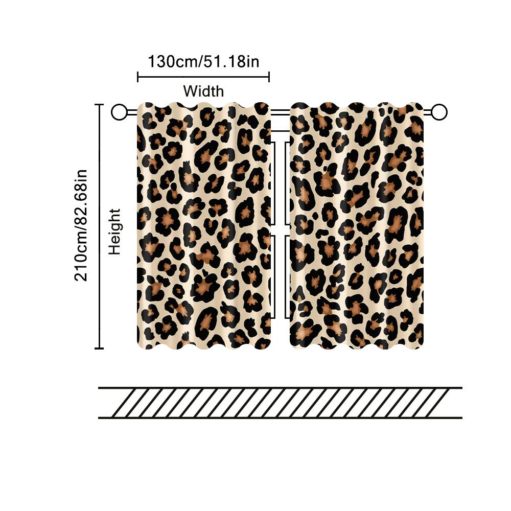 2 pcs, filtering curtains (excluding rods, non-movable, without batteries) Leopard for use in bedrooms and living rooms