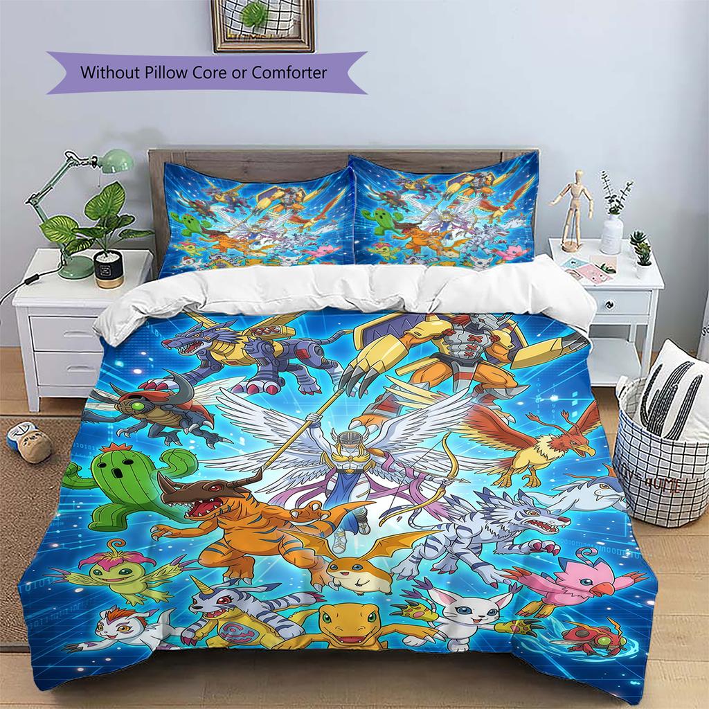 Digimon Adventure Group Art Set Duvet Cover & Pillowcase, Birthday & Holiday Gift.chl