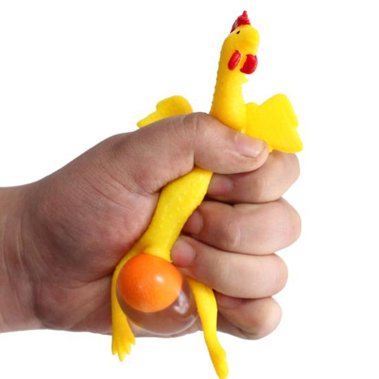 Funny Mini Chicken Keychain Soft Squeezable Toy Plastic Hen And Egg Stress Relief Toy Novelty Gag Gift for Kids And Adults