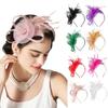 Mesh Flower Cocktail Tea Party Headband British Hair Hoop Feather Headpiece Wedding Bride
