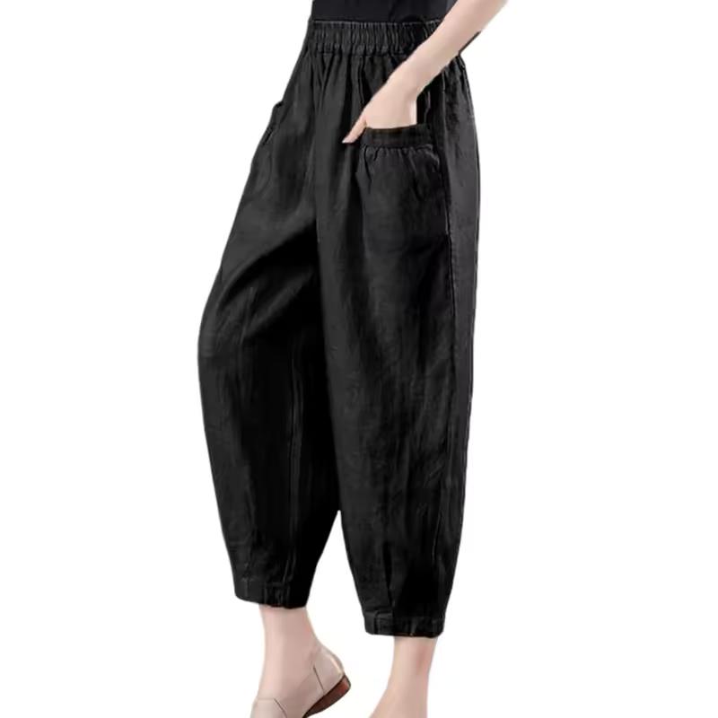 Летние повседневные свободные оверсайз модные однотонные универсальные простые женские брюки-фонарики с капюшоном и карманами