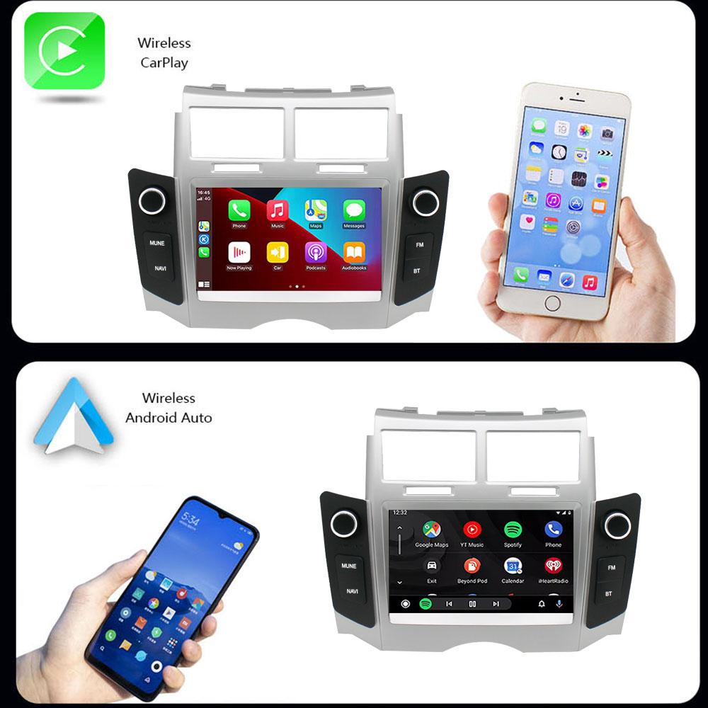 7-дюймовый автомобильный мультимедийный проигрыватель Android 13 GPS для Toyota Yaris 2008-2011 без DVD, беспроводной Carplay и Android Auto 4G WIFI BT5.0