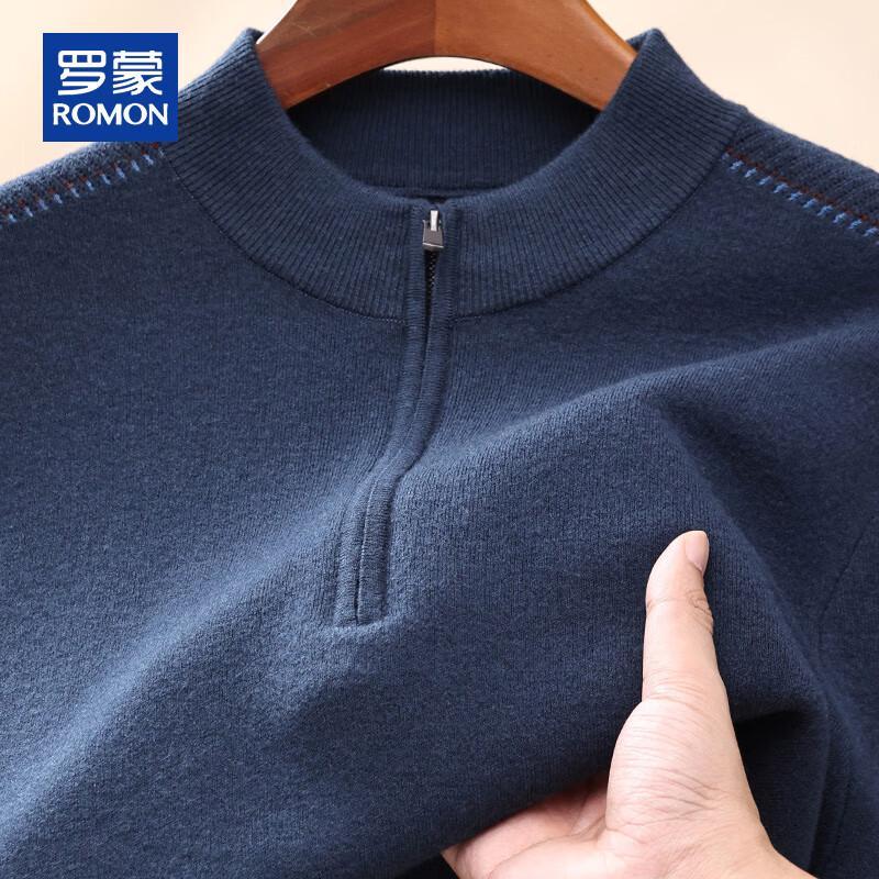 ROMON Мужской свитер из 100% чистой шерсти на молнии до середины груди