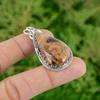 Thanks Giving Day Sale Pear Rhyolite Stone Sterling Silver Bezel Pendant Jewelry