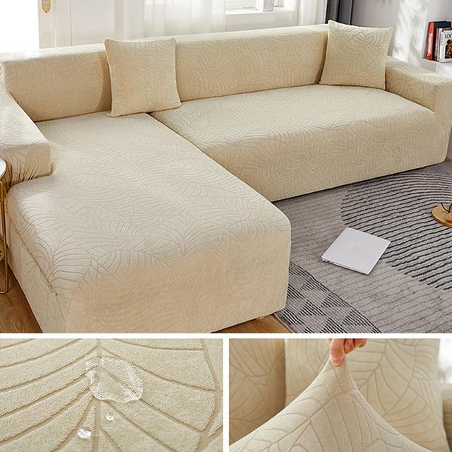 Jacquard Waterproof Sofa Covers Corner Thick Sofa Slipcover Elastic Solid Color Couch Cover For Living Room 1 /2 /3 /4 Seater