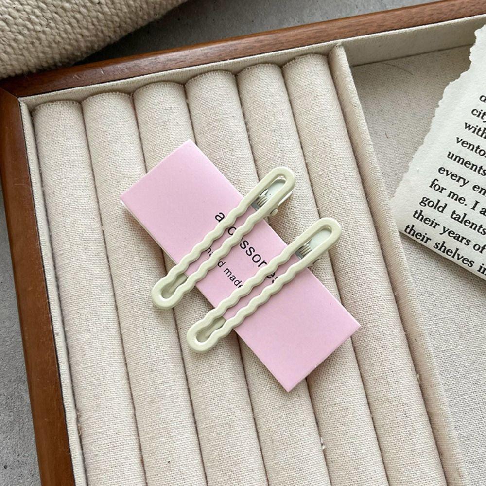 Забавная сплавная конфетно-цветная милая заколка для волос однотонная заколка для волос с волнистой стороной простая заколка для волос