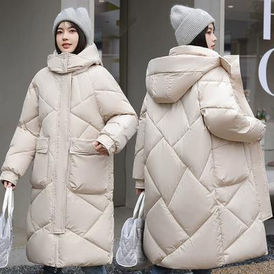 Зимняя женская парка большого размера с капюшоном, утепленные куртки, теплые пуховики с хлопковой подкладкой, повседневная длинная парка, одежда, свободная верхняя одежда