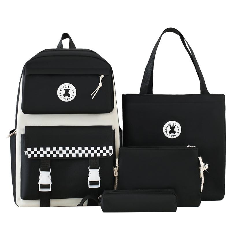 Новый школьный рюкзак для ученицы начальной школы для девочек, легкий, большой вместимости, рюкзак для кампуса для ученицы средней школы, набор из четырех предметов