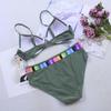 Новый летний женский комплект бикини с цветными блоками и высокой талией, плавки, повседневная женская пляжная одежда, купальный костюм, купальник, нижнее белье