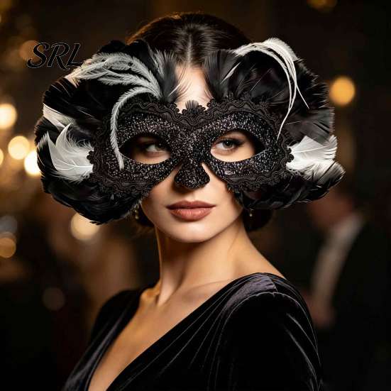Elegant Mysterious Dance Party Mask Feather Masquerade Masque, Halloween Half Face Vintage Venetian Carnival Festival Decor Eye Masque for Costume,