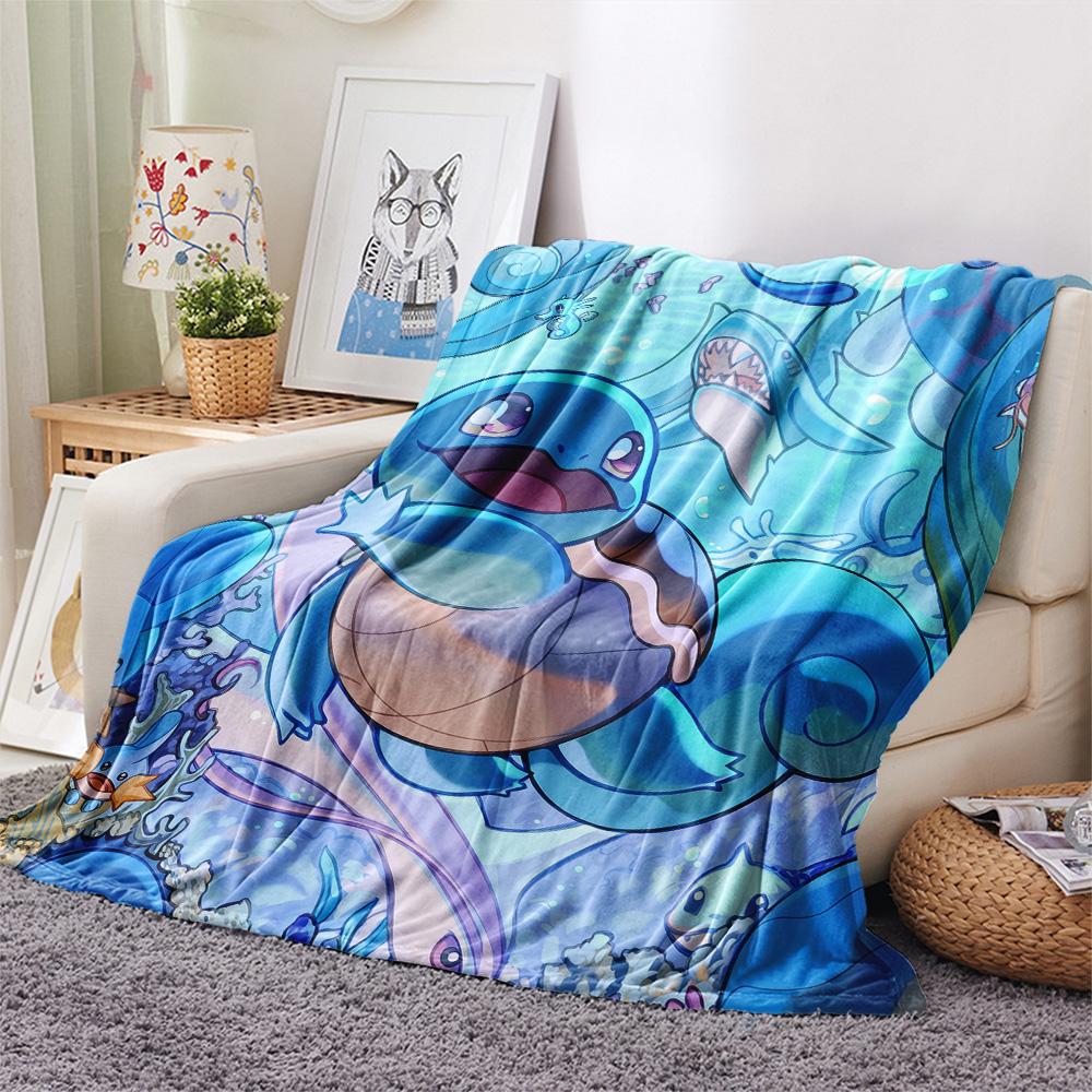 Милое одеяло из фланели с принтом Сквиртла, Высококачественное, Удобное для всех сезонов, Декор для дома, Тепло и Уют