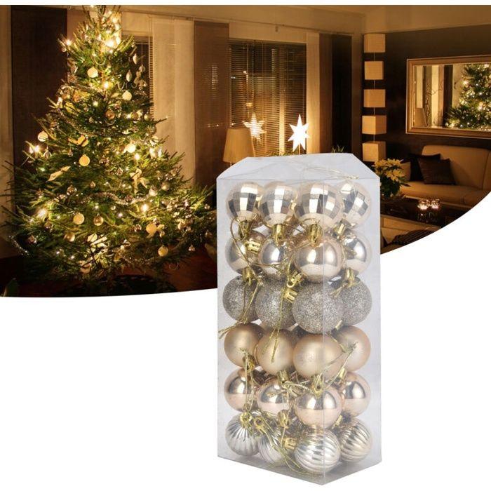 Ornement de Noël - AIMOONSA - 36 pièces - Incassable en PVC - Ø4 cm - 6 styles