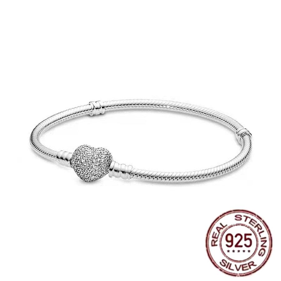 1/100 S925 silver heart crown snake bone bracelet women fashion jewelry DIY bracelet gift for her