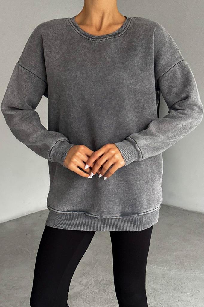 Женская модная стильная толстовка темно-синего цвета большого размера из плотного флиса вязаная толстовка