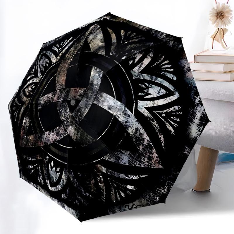 1pc Celtic Symbol Automatic Open/Close Umbrella - Portable Collapsible Umbrella with 8-Rib Stability, Fashion Lovers yy251017190