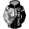3D Printed Plus Size Tiger Animal Pattern Jacket Men's Hoodies Zipper Sweatshirt Cardigan Retro Sportswear Coat