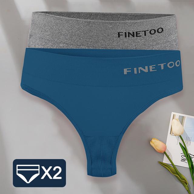 FINETOO 2 шт./компл. M-XXL Bodyshaper трусики-стринги женское тонкое нижнее белье женское нижнее белье сексуальные женские стринги трусы с высокой талией