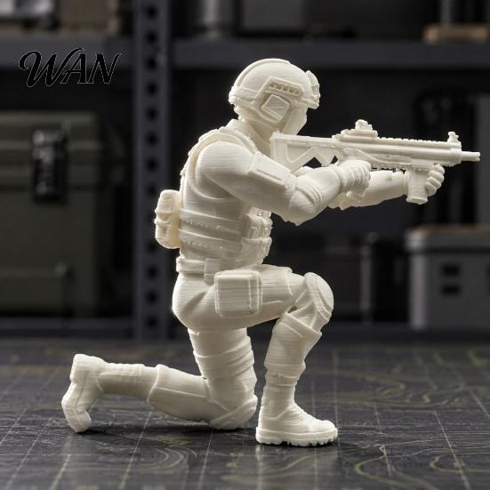 DIY Неокрашенная модель, 3D-печатная фигурка солдата спецназа, Тактическая модель в коленно-локтевой позе, Пустая модель для покраски, Настольный декор, Подарок для любителей военной тематики
