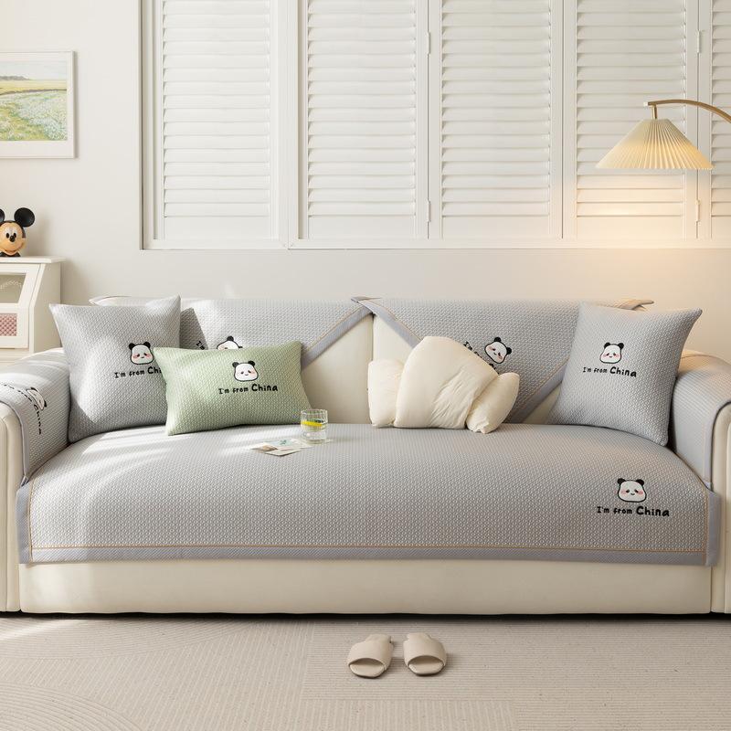 Summer New Cool Bean Ice Silk Sofa Cushion Non-Slip Cool Breathable Seat Cushion  Backrest Towel Cover Cloth