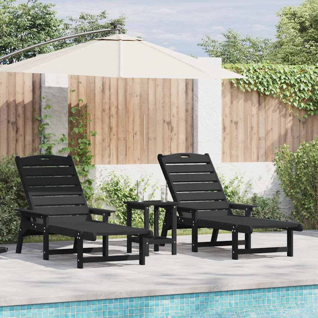 Sun Lounger 2 pcs Black 195.5 x 53 x 98.5 cm Polyethylene