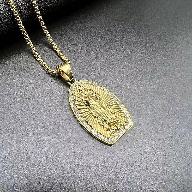 Religious Jewish Virgin Mary Pendant Necklace for Men Women Stainless Steel Mother of Jesus Necklace Christmas Gift Jewelry