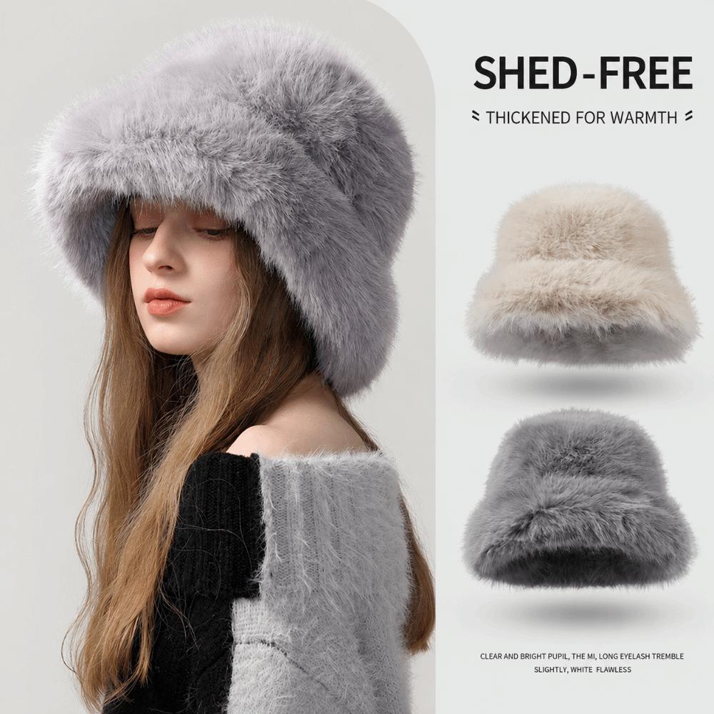 Fluffy Fisherman Cap Soft Furry Plush Hat New Faux Fur Bucket Hat Women Girl