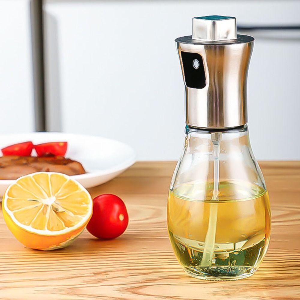 Hand Press Type BBQ Oil Spray Bottle 200ML Leakproof Glass Oil Sprayer Transparent Bottle Body Vinegar Bottle Baking