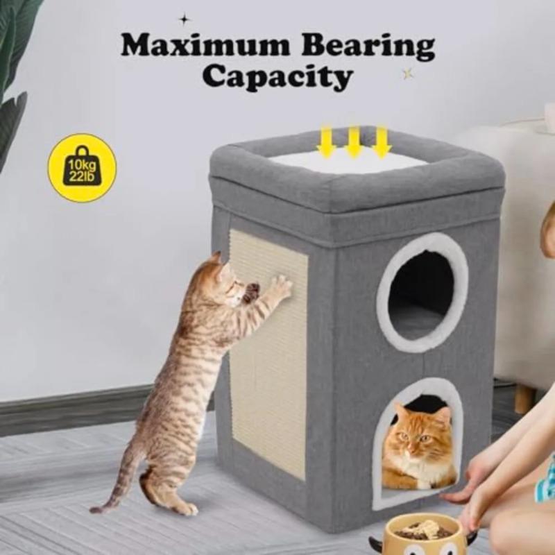 Pet Cat House Большая кровать для кошек Четырехсезонная универсальная двухслойная кровать для кошек с пушистым шариком подвесные кубические кровати для больших котят в помещении