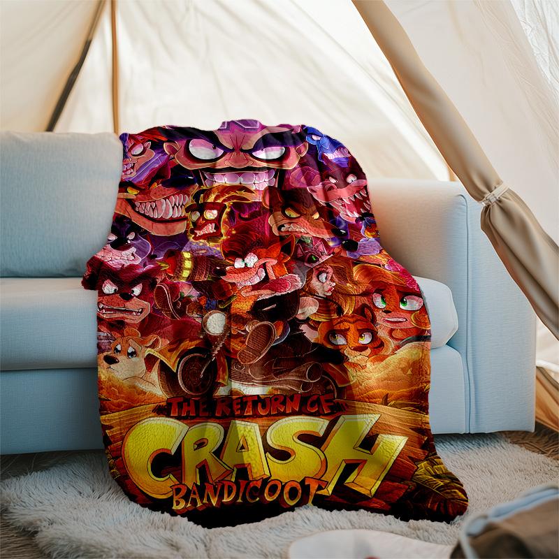 Crash Bandicoot printed throw blanket—lightweight,soft,warm;versatile blanket for all seasons—perfect as &air-conditioning throw,nap blanket