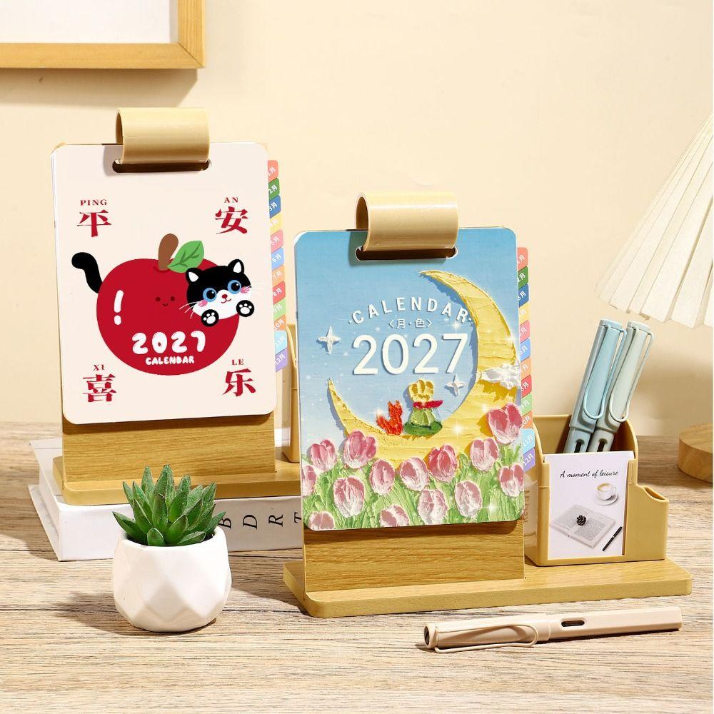 Multifunctional Pen Holder Calendar Pen Holder 2027 Calendar Organizer Business Gift
