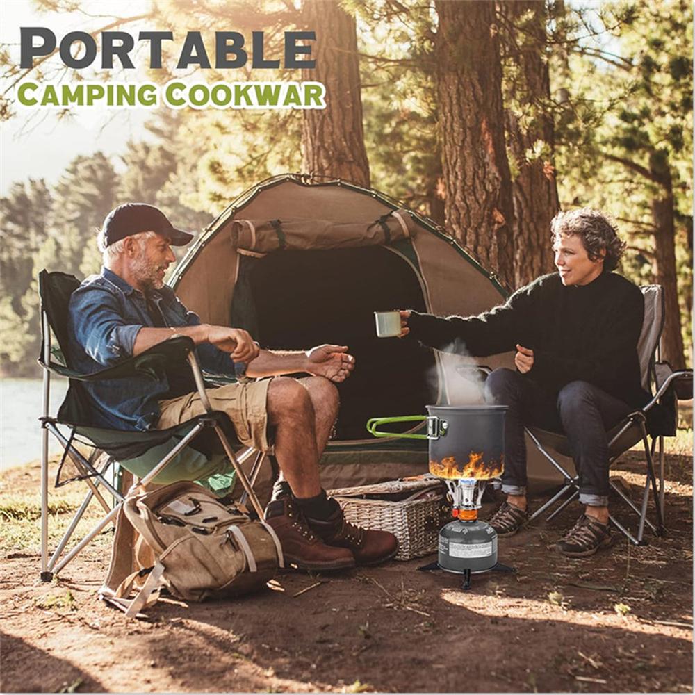 Набор посуды для кемпинга со складной походной плитой, набор легких кастрюль с чашкой из нержавеющей стали и