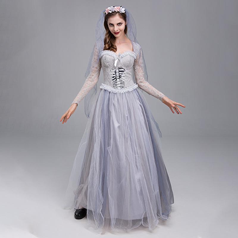 European and American Halloween Ghost Bride Cosplay Dress for Women