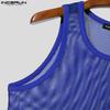 INCERUN Men Round Neck Sleeveless Mesh Sheer See Through Party Tank Tops T-shirts