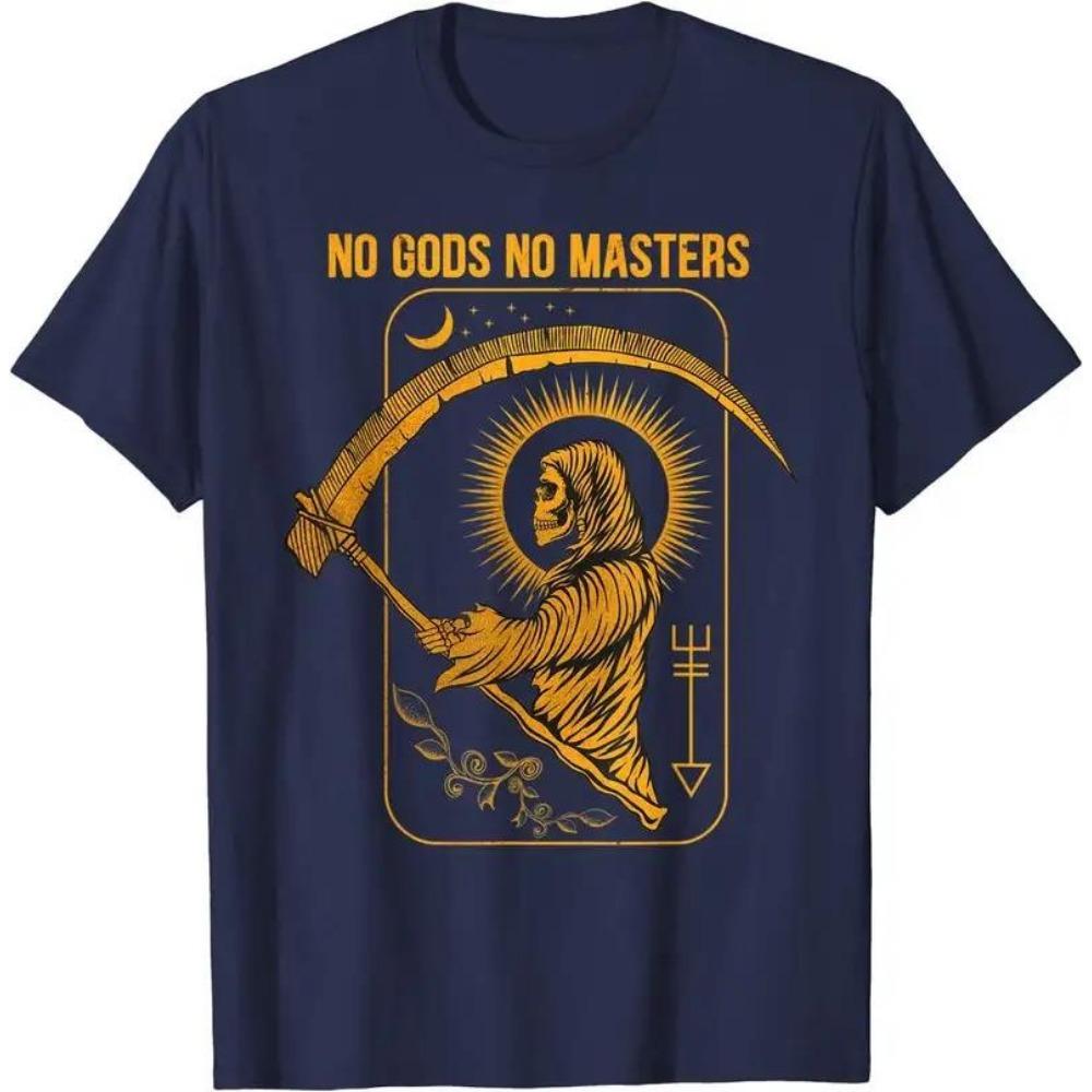 Футболка No Gods No Masters Satanic Evil Baphomet Tarot Death Satan