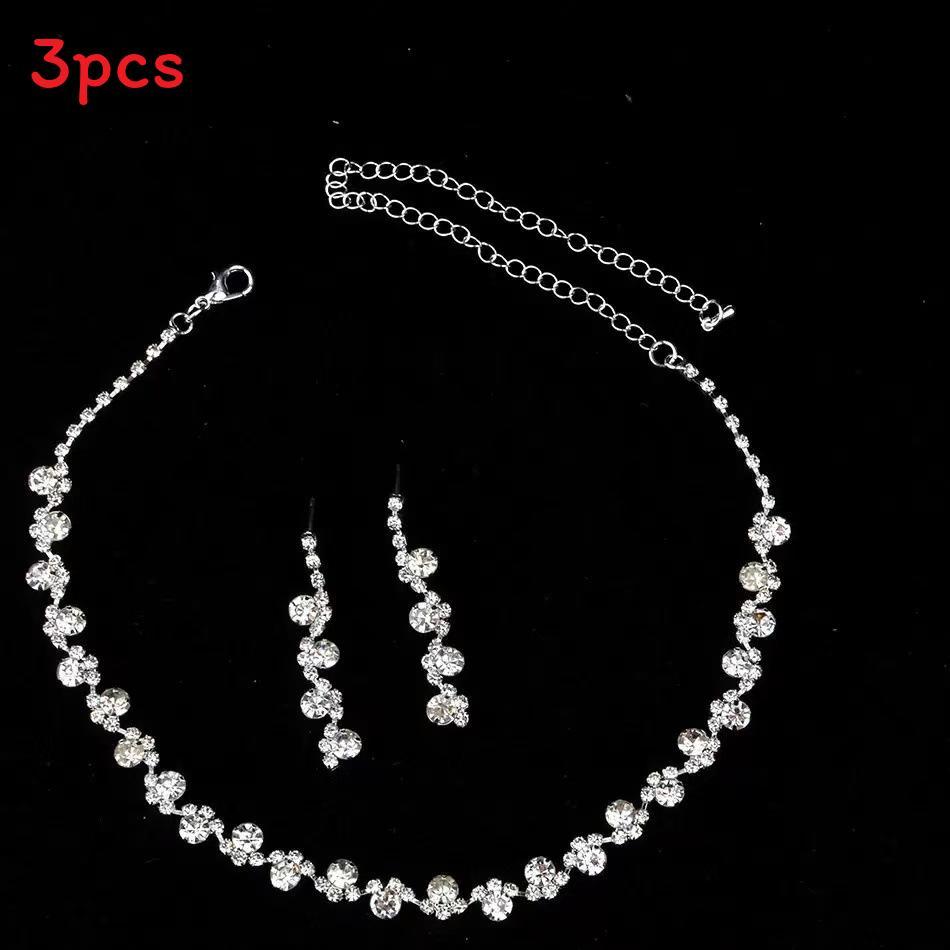 Fashion Bridal Jewelry Set With Waterdrop Crystal Necklaces And Earrings For Women
