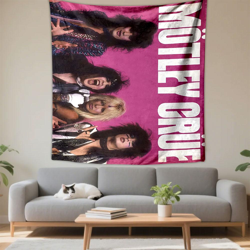 Motley Crue Tapestry Wall Hanging, Glam Metal Band, Wall Decor for Bedroom Living Room Dorm