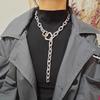 Fashionable Exaggerated Adjustable Length Chain Necklace with Heart Charm Pendant for Trendy Women Ladies Daily Use