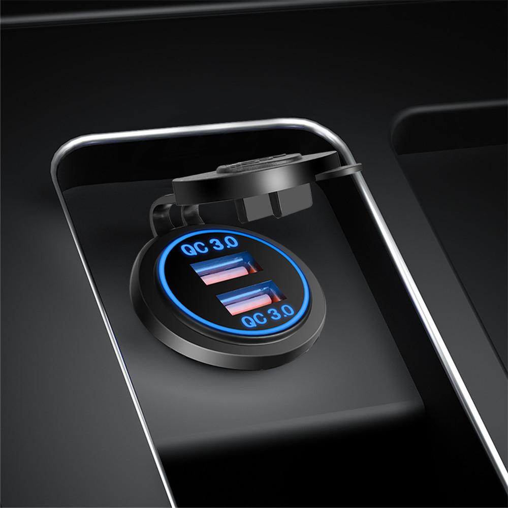 Автомобильное зарядное устройство с двумя USB-портами Qc 3.0, быстрое зарядное устройство USB, розетка 12 В-24 В, автомобильные розетки для прикуривателя, розетка