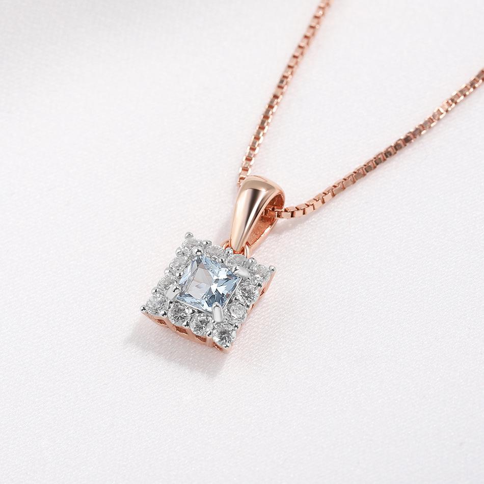 Новое простое квадратное колье из стерлингового серебра 925 пробы с нано-голубым розовым золотом и разделением цветов