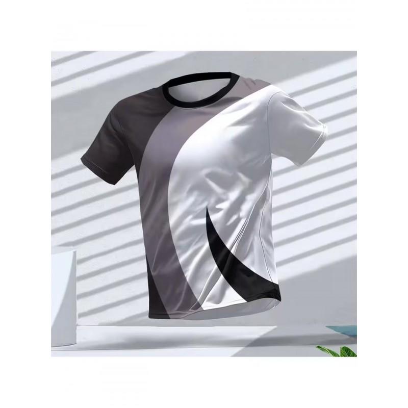 Mens 3D Digital Print Athletic Running Tee - Breathable Quick Dry Short Sleeve T-Shirt Workout