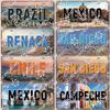 Retro National City Plaques Metal Plate Chile Brazil Mexico Metal Tin Signs Garage Car Club Living Room Home Wall Decor