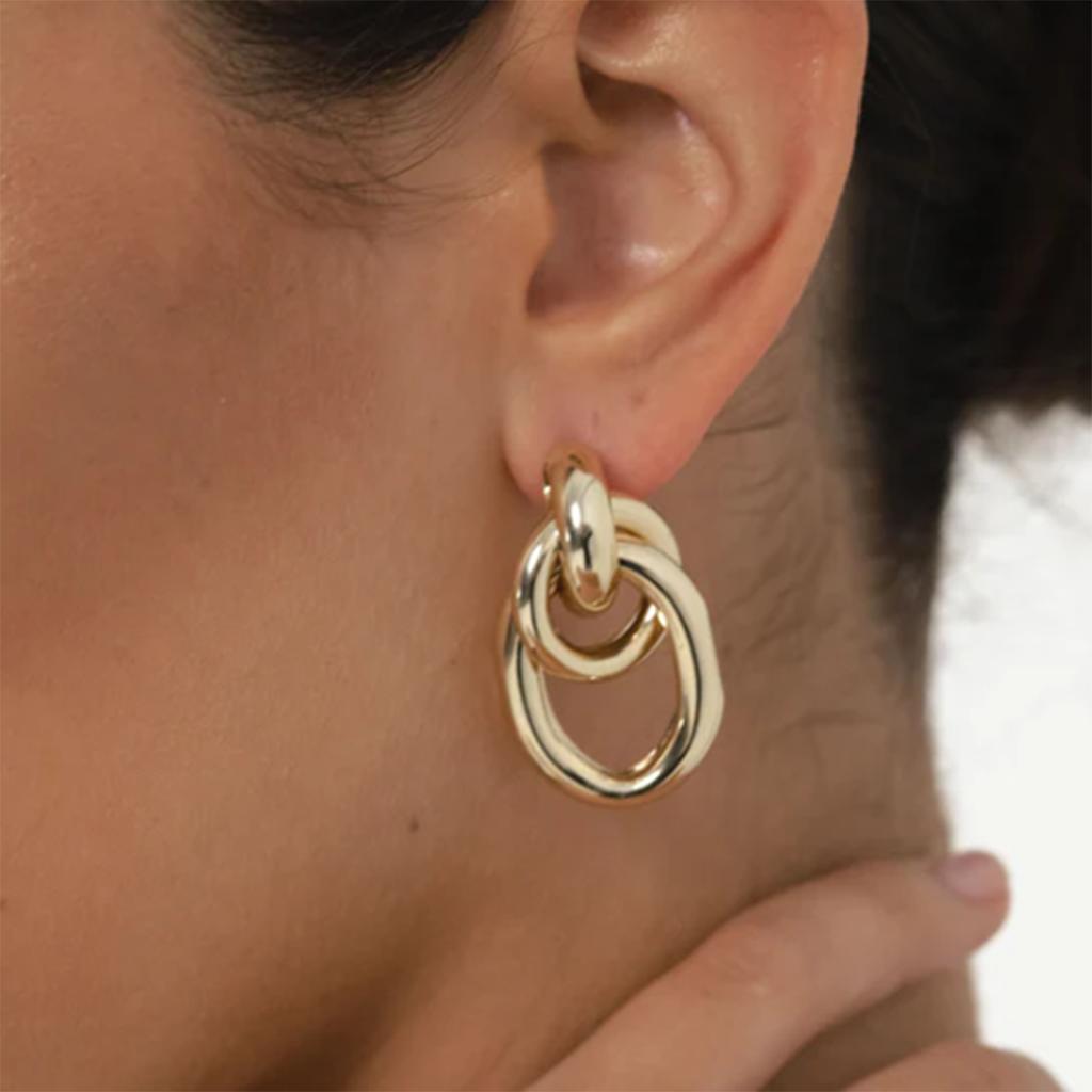 Высококачественные золотые серьги-гвоздики из нержавеющей стали, простые металлические стильные ювелирные изделия для женщин, водонепроницаемые женские украшения