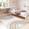 Elegant Boho Rainbow Wave Dots Area Rug Soft Non-Slip Living Room Carpet for Bedroom Bedside Baby Room Decor Floor Mat Gift