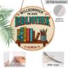 2D Flat, 1pc 7.87x7.87 Inch Round Aluminum Sign, Vintage "Library" Aluminum Plaque, Study Room Decor Sign, Suitable for Decorating Study Rooms