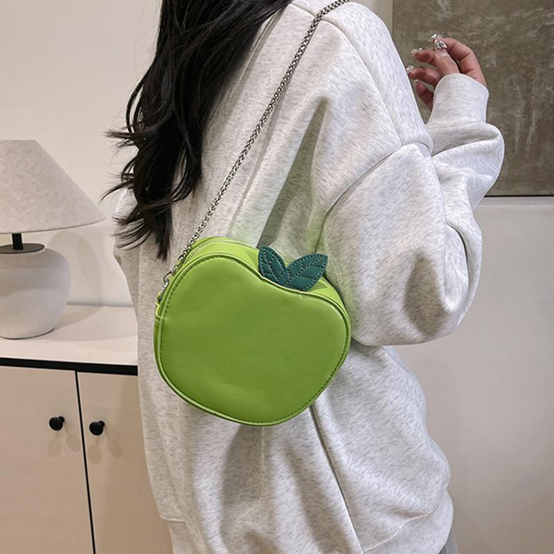 Girl Crossbody Bag Cute Apple PU Personality Women Shoulder Bag Simple Small Satchel Cartoon Shaped Coin Purse CLE