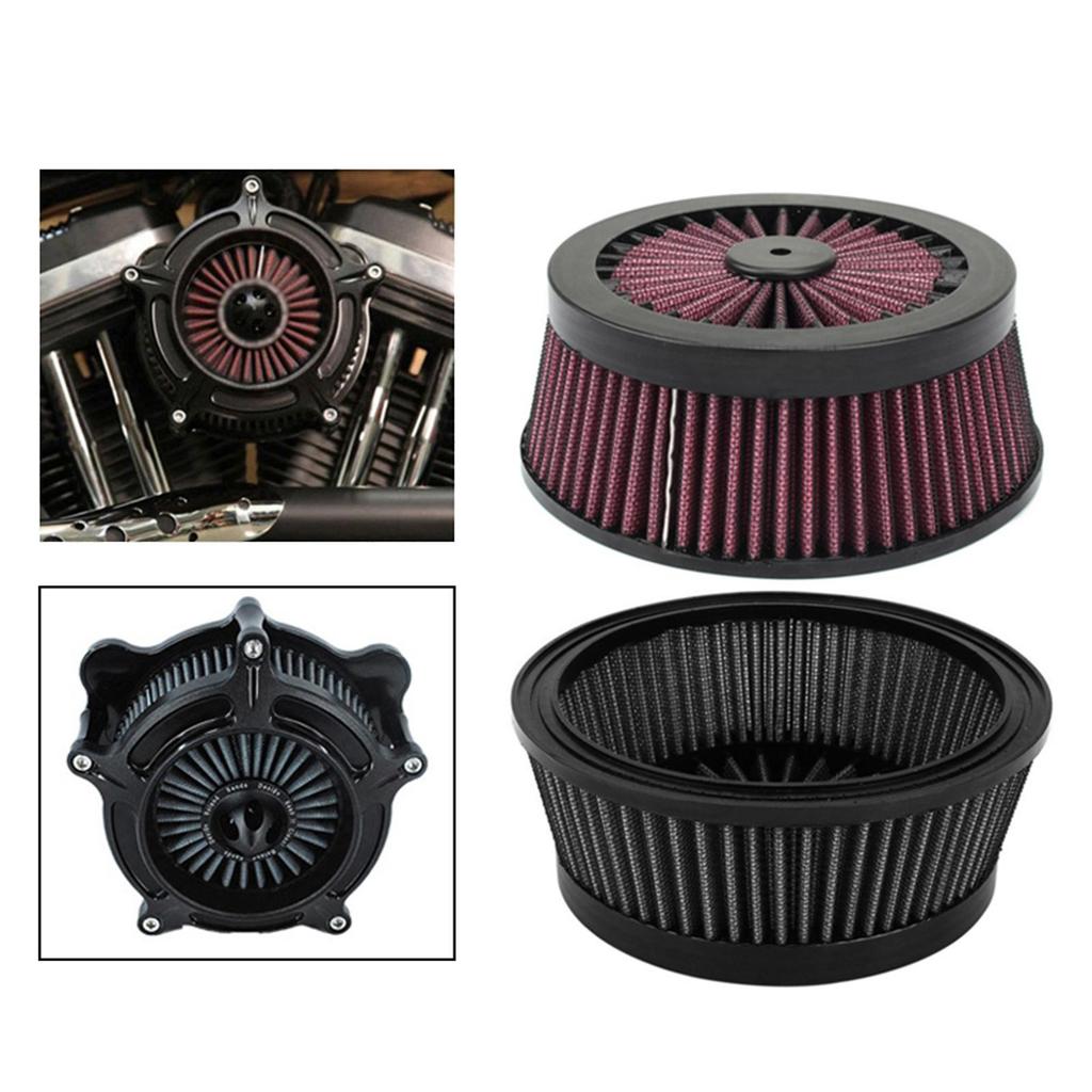 High Flow Reusable Motorcycle Air Filter Intake Cleaner Round Tall Fit for Harley Touring FXDLS Softail Sportster