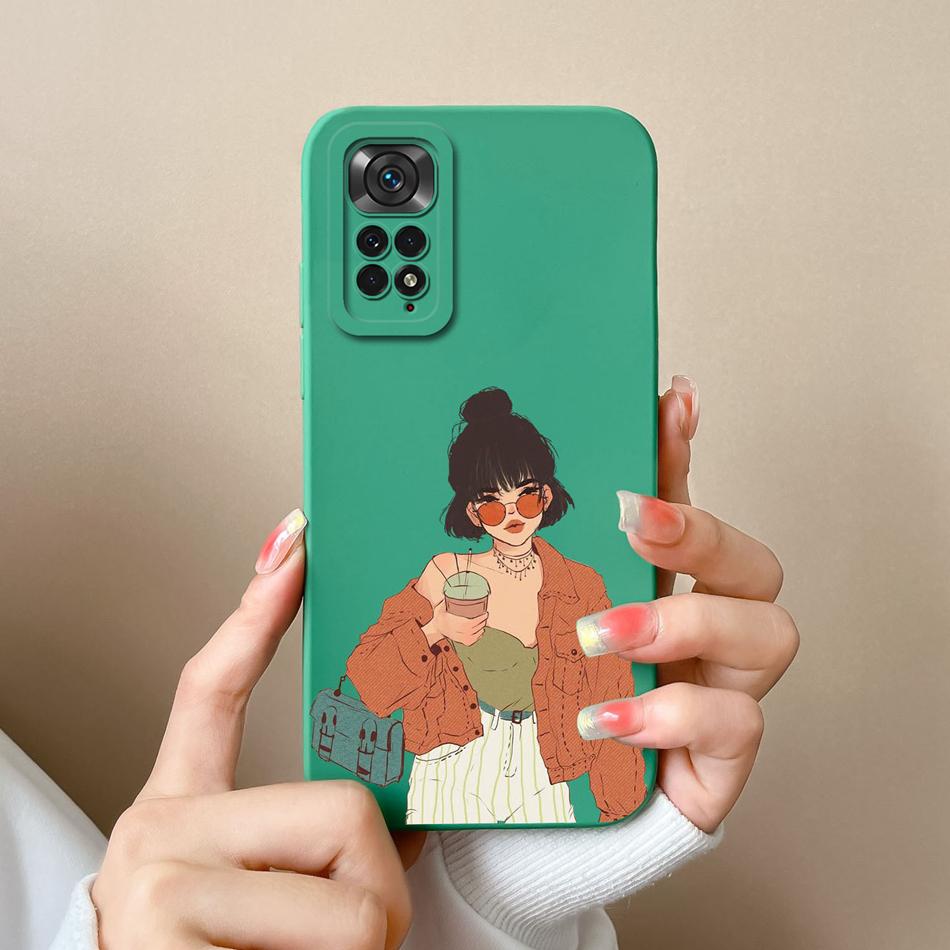 Чехлы для Xiaomi Redmi Note 11S Мультяшный Жидкий Силикон Полное Покрытие Защита от Падений Чехол для Xiaomi Redmi Note11S 11 S Coque Capa